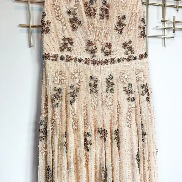 Mac Duggal Embellished Blush Pink Wrap Over Sleeve A-line Gown Dress Size 12 - Picture 10 of 16